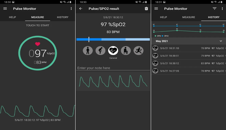 Ứng dụng đo nhịp tim được tích hợp sẵn trên các dòng điện thoại Galaxy S và Galaxy Note